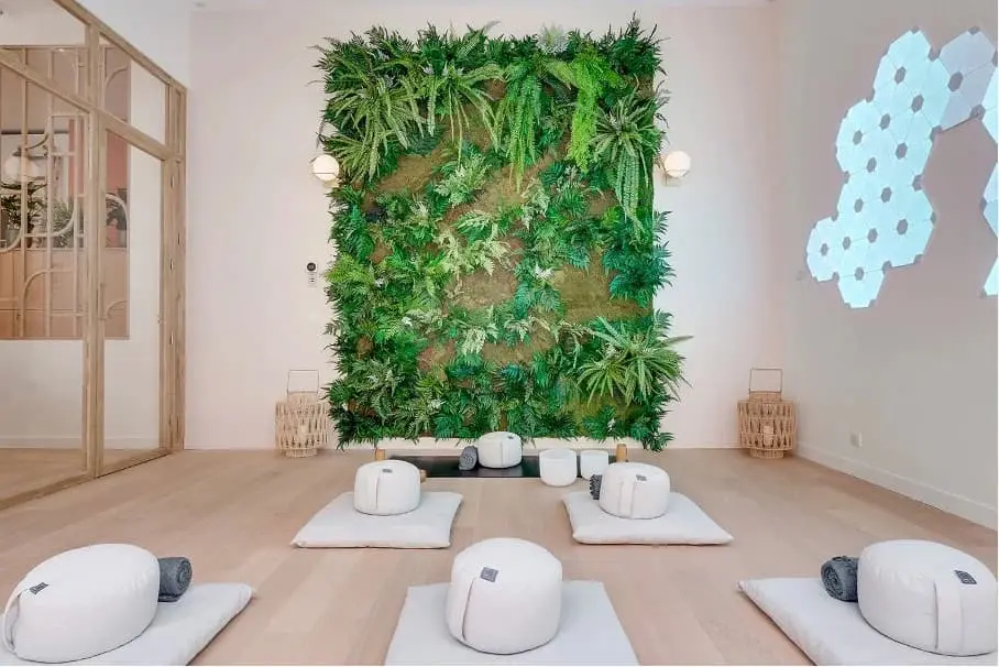 Mur végétal naturel dans l’espace bien-être Atlas Gym