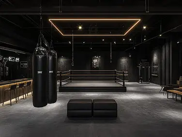Salle de boxe : Espace boxe – entraînement intensif dans un cadre élégant et moderne.